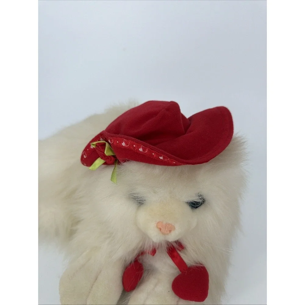 Vintage 1990s Persian Cat Plush Red Hat Accerssories Bow Cute Love Collectible